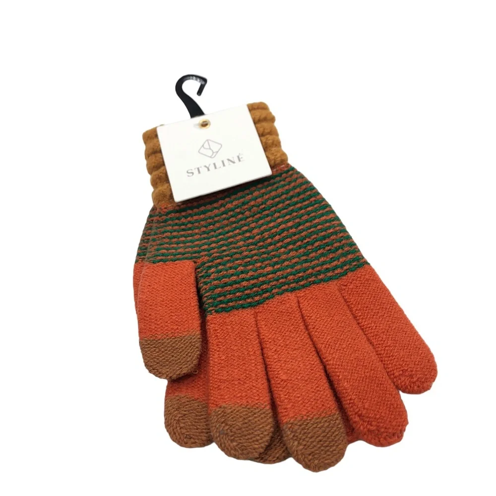 STYLINE Smart Touch Rum, Green, Mustard Pattern Gloves -OS fits up to Large
